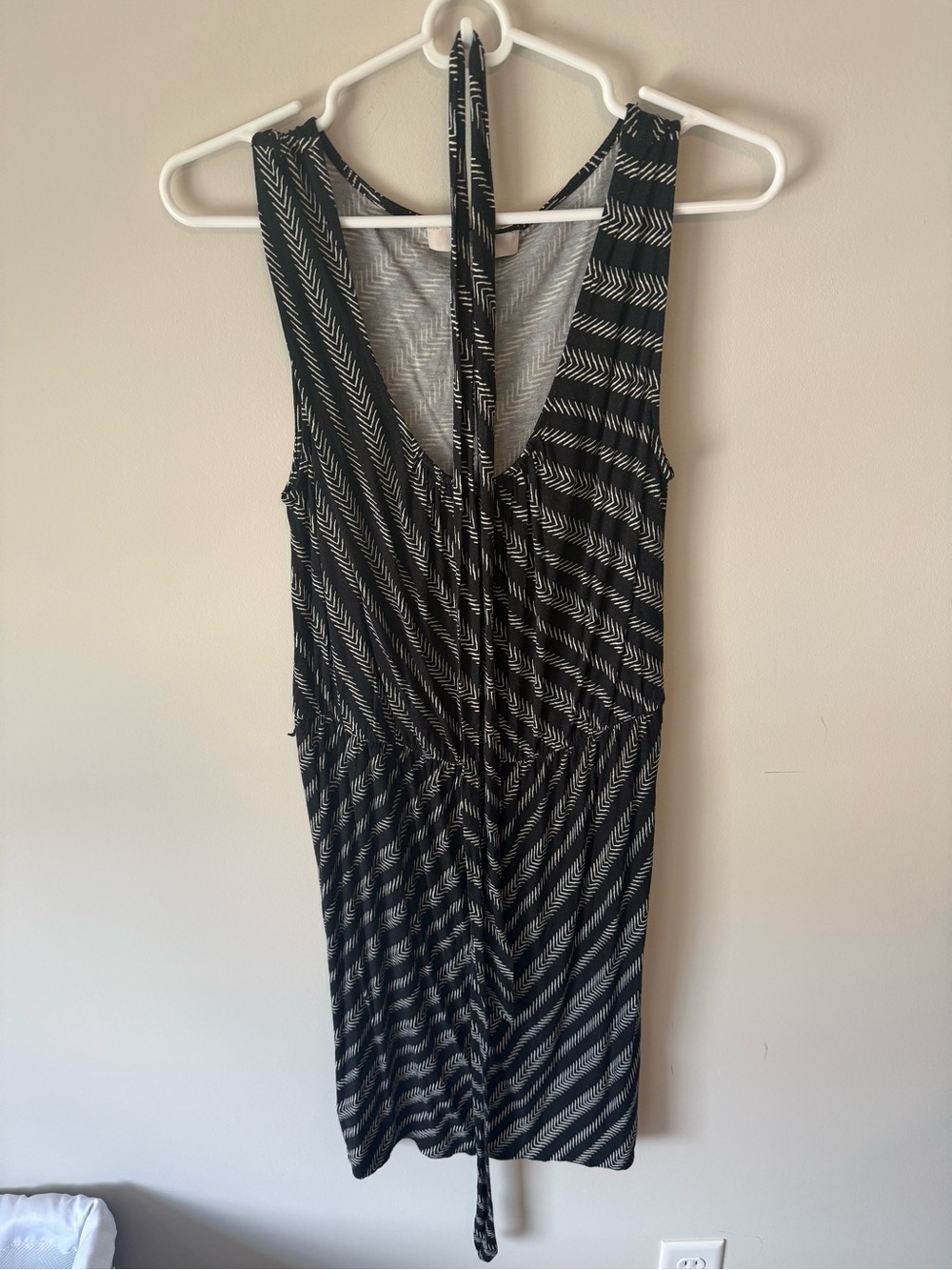 LOFT Black and White Sleeveless Midi Dress